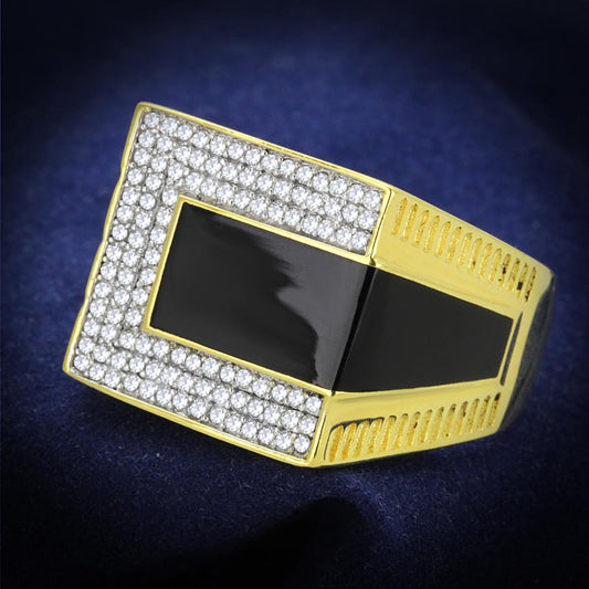 TS245 - Gold+Rhodium 925 Sterling Silver Ring with AAA Grade CZ in Clear