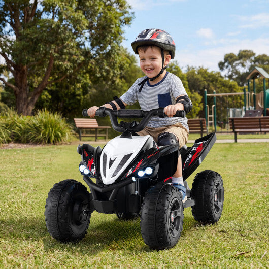 Costway 12V Kids Ride On ATV 4-Wheeler Quad with LED Lights and 7 mph Max Speed-Black