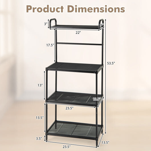 Costway 4-Tier Kitchen Microwave Storage Rack with Metal Shelves-Black