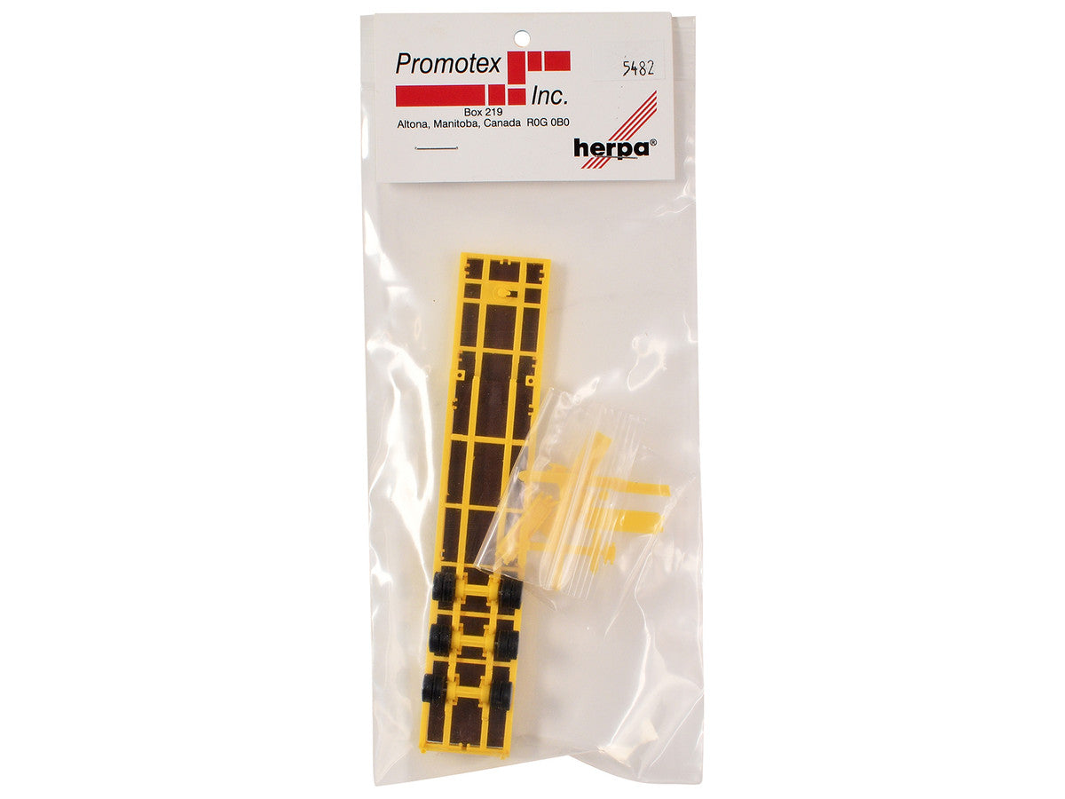 3-Axle Step Deck Equipment Trailer with Ramps Yellow 1/87 (HO) Plastic Model by Promotex