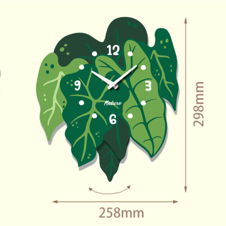 Wall Clock For Living Room Creative Decor With Lively Plants And Flowers Dynamic Wall Hanging