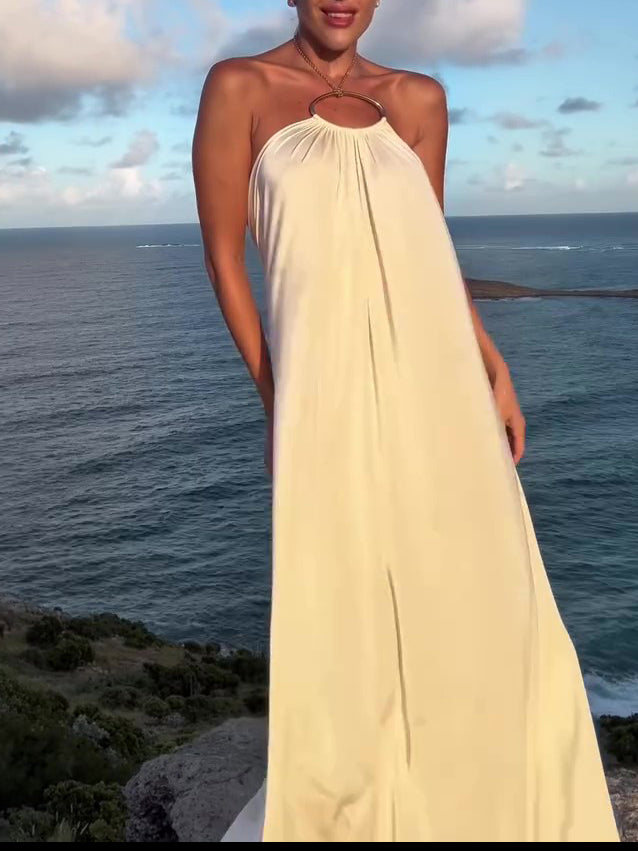 Circle Halter Loose Maxi Dress