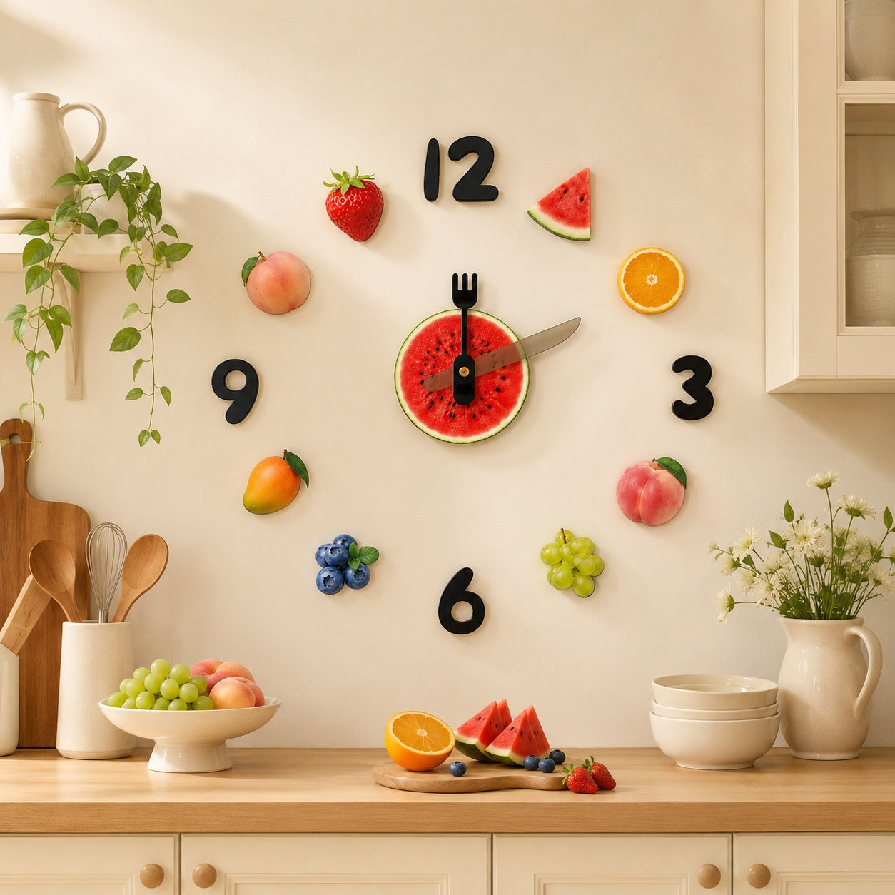 Fruit Decor Magnetic Fridge Wall Clock