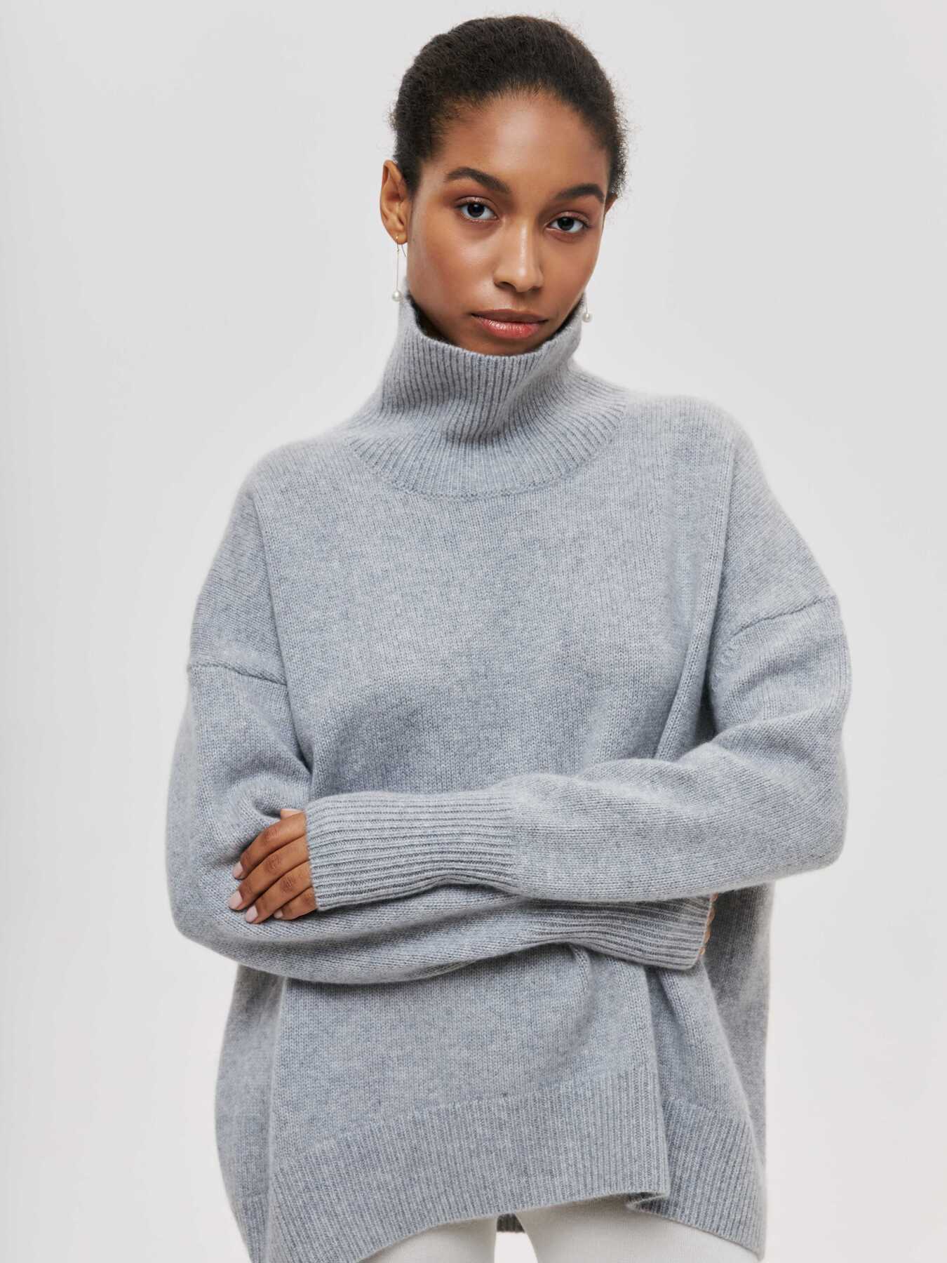 Winter Turtleneck Sweater Ins Solid Color Long Sleeve Pullover Top Women's Clothing