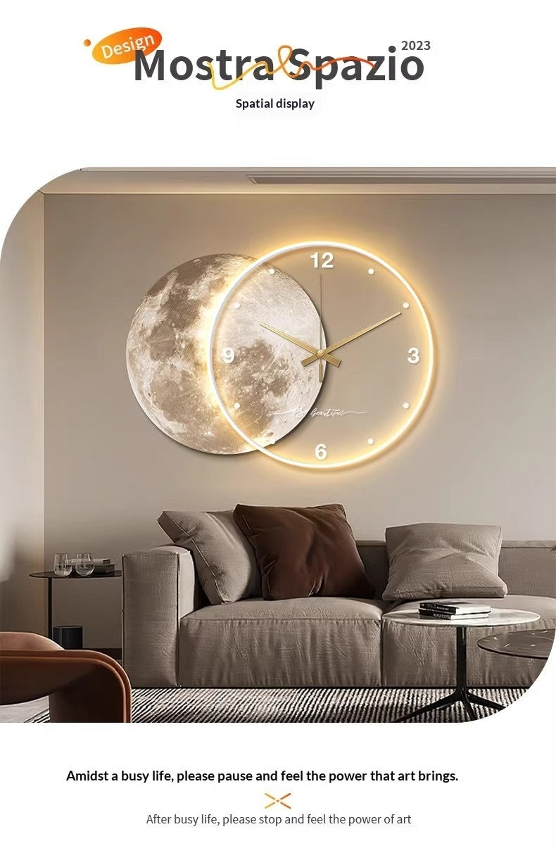 Moon Living Room Wall Clock Clock Mural Light