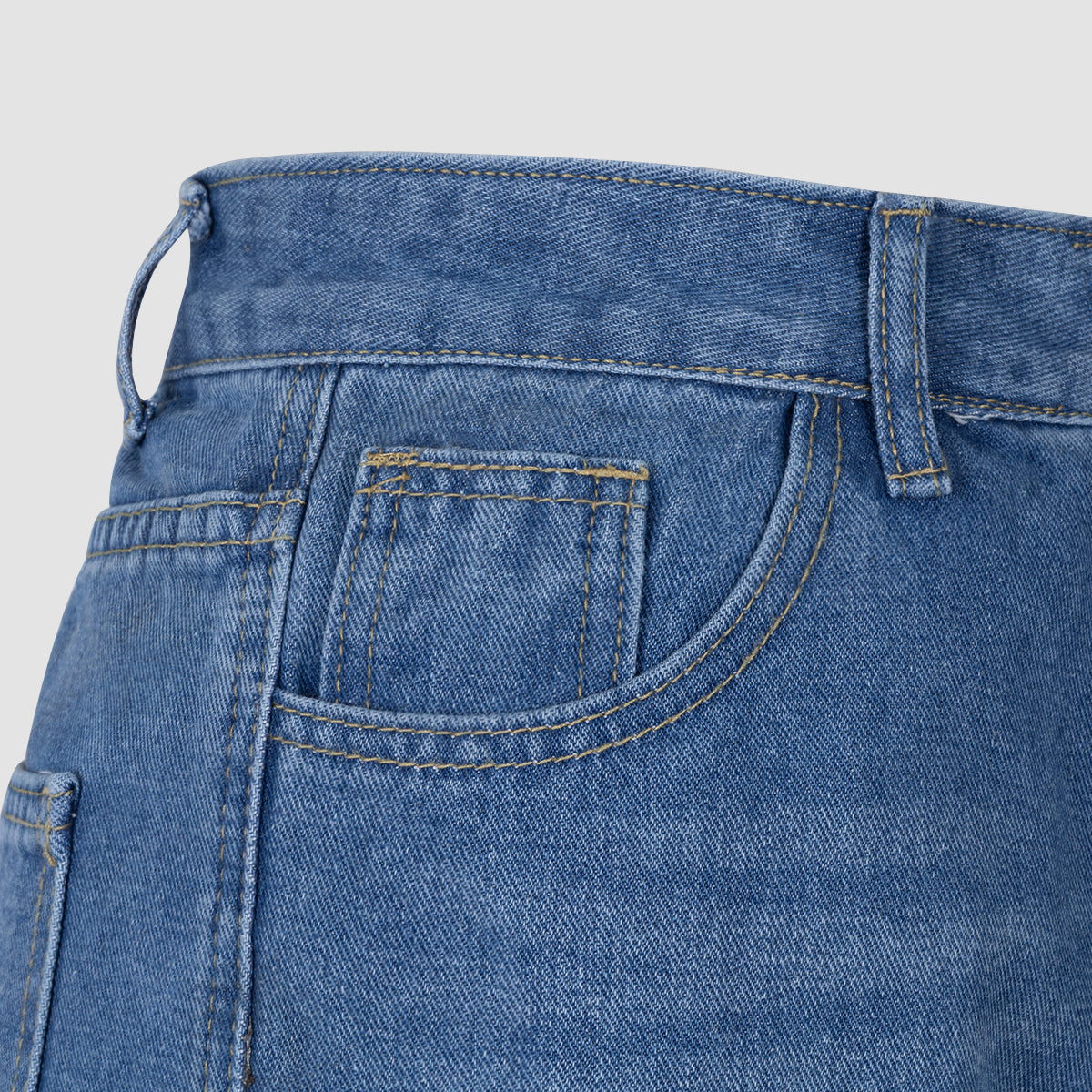 Blue Denim High - Waisted Ultra - Wide - Leg Jeans With Side Slit