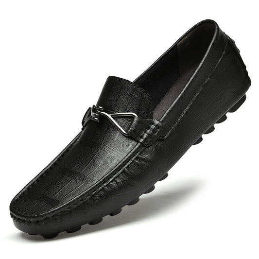 Summer New Leather Shoes Cowhide Gommino Increased 6CM Leisure
