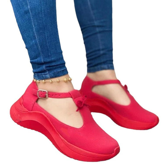 New Platform Buckle Fringe Solid Color Suede Casual Sneakers