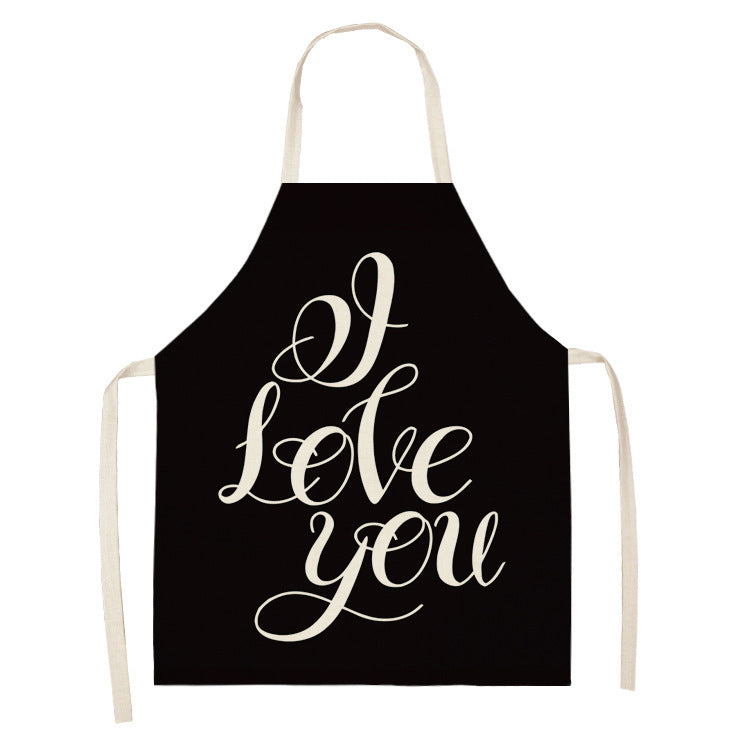 Letter Linen Apron Kitchen Stain-resistant Sleeveless Coverall