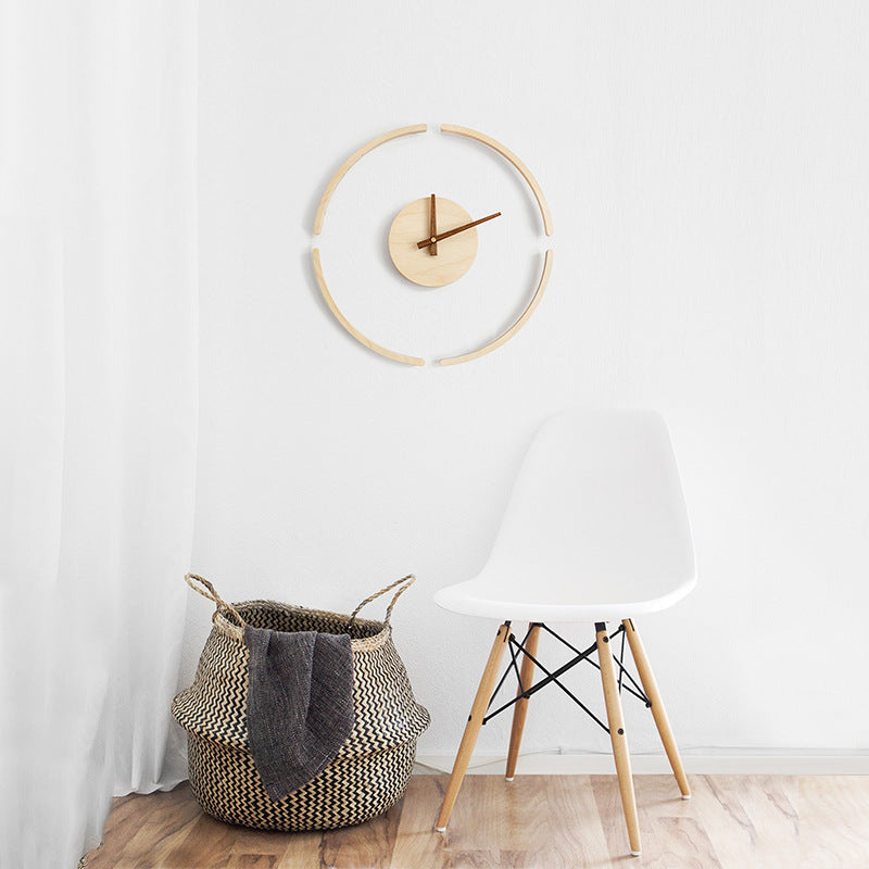 Creative Transparent Floating Wall Clock Nordic Simple Wooden Clock