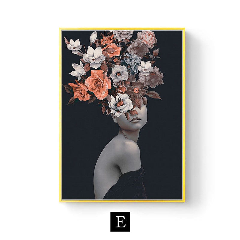 Modern Living Room Home Decor Painting Abstract Floral Character Art Canvas Poster