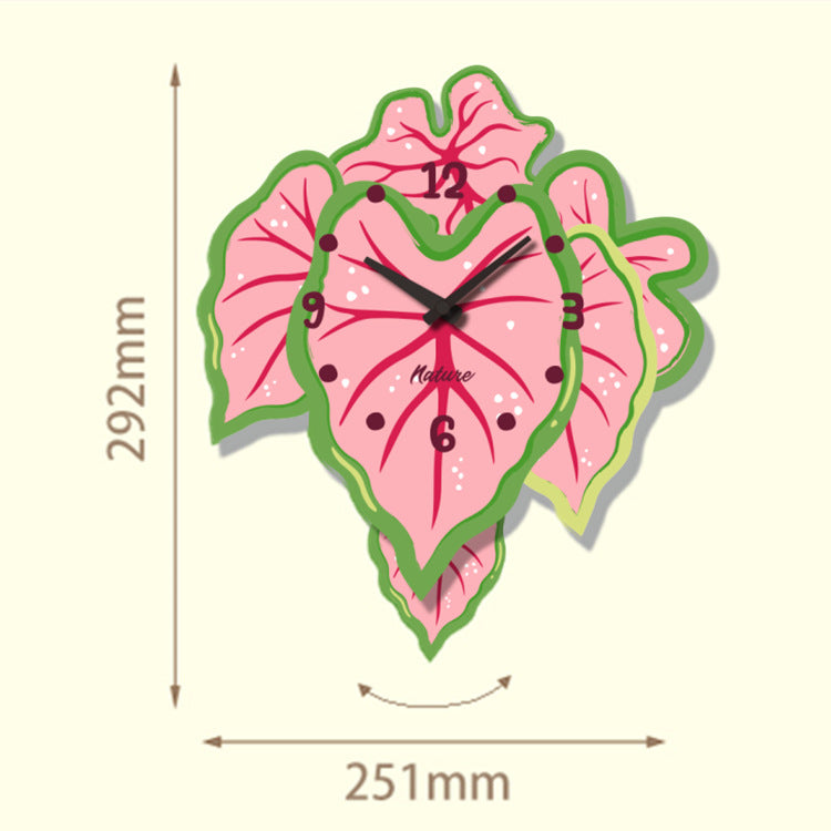 Wall Clock For Living Room Creative Decor With Lively Plants And Flowers Dynamic Wall Hanging