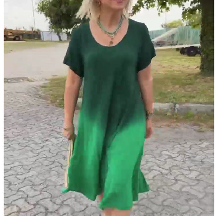 Korean Style Sense Of Design Gradient Mid-length Dress