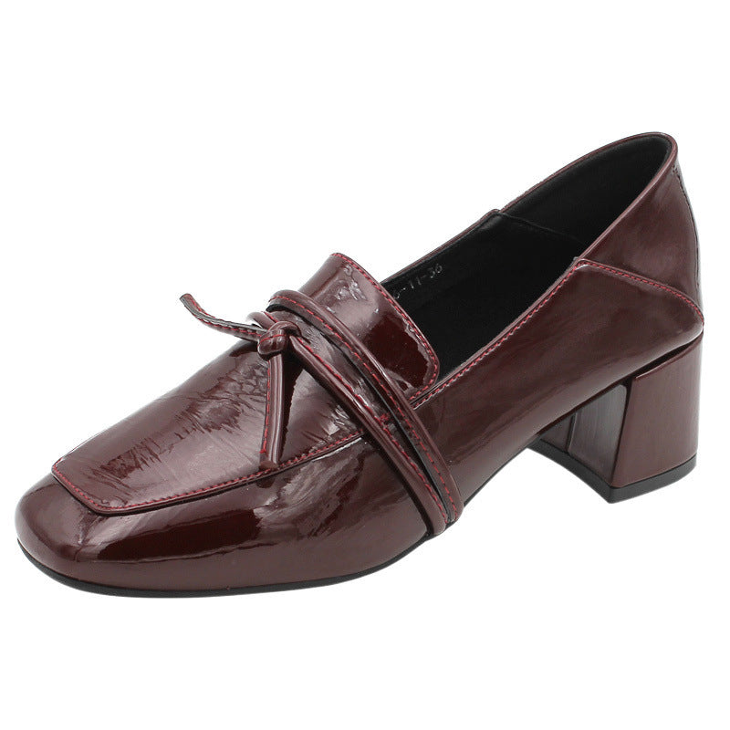 White Pillow Crane Leather Shoes For Women Spring New British Style