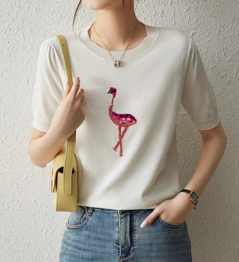 Flamingo Short Sleeve Casual T-Shirt