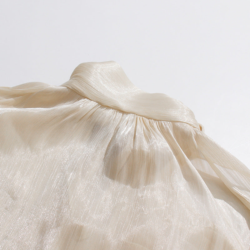 Cream Cold-Shoulder Halter Blouse
