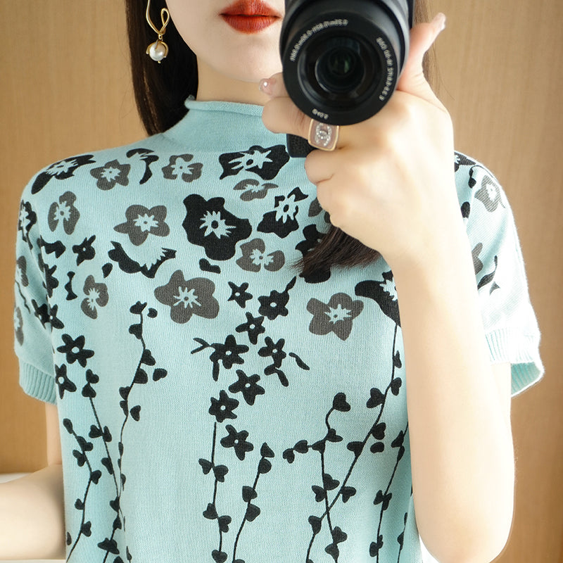 Women's 100% Cotton Floral Basic T-Shirt