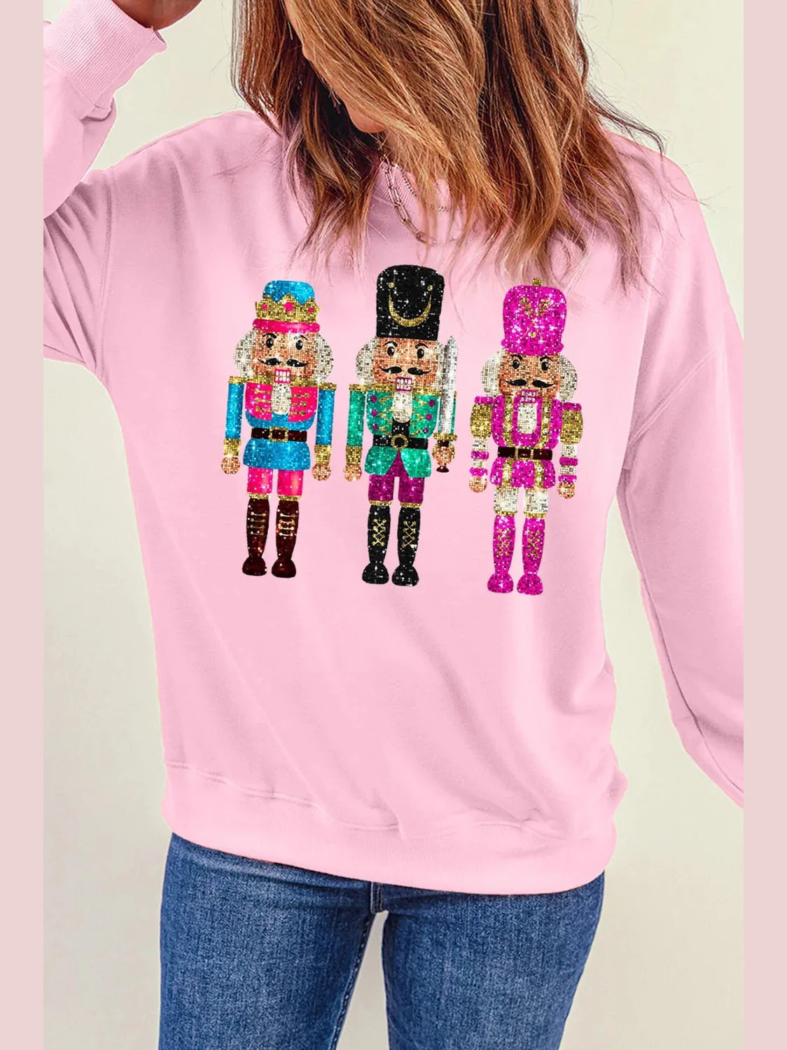 Nutcracker Graphic Round Neck Long Sleeve Sweatshirt