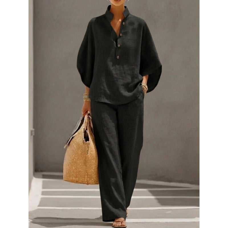 2026 New Women's Autumn Shirt Set Solid Color Leisure Urban Commuter Set