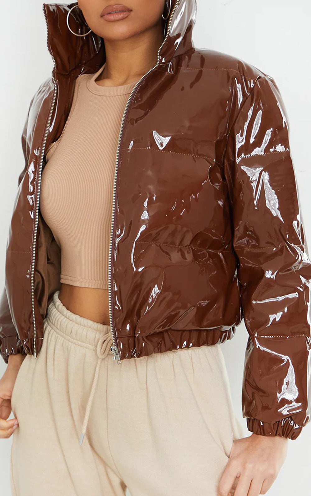 Bright Metallic Short Women's Cotton-padded Jacket