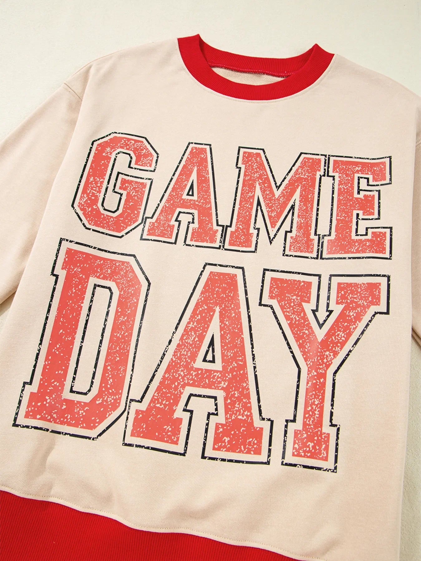 GAME DAY Letter Graphic Round Neck Sweatshirt