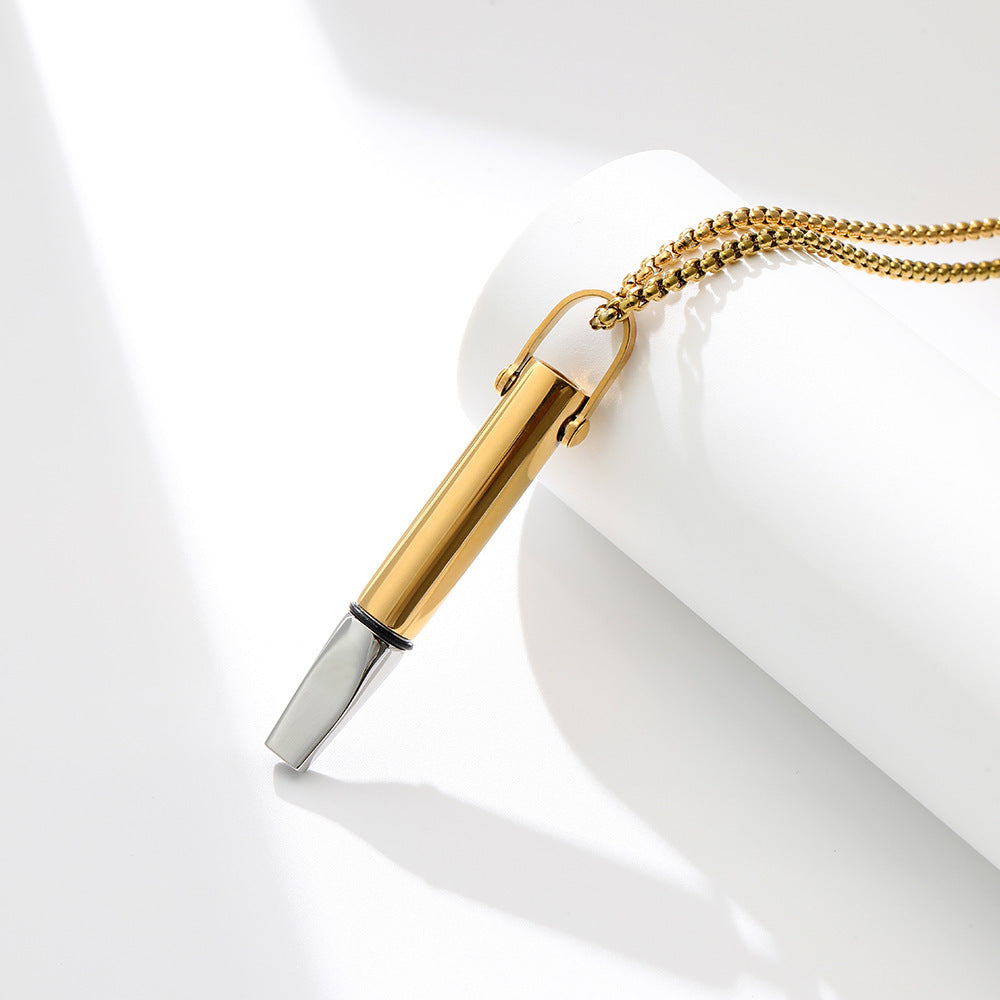 Breathing Resistance Whistle Necklace Round Tube Built-in Cotton Core