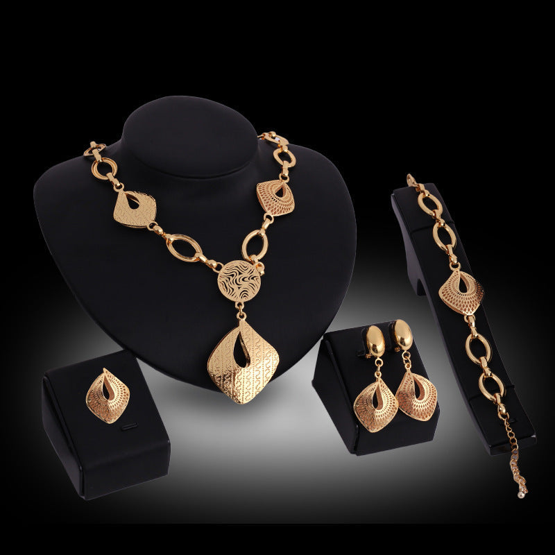 Alloy Necklace, Earrings, Bracelets, Rings, Jewelry Set