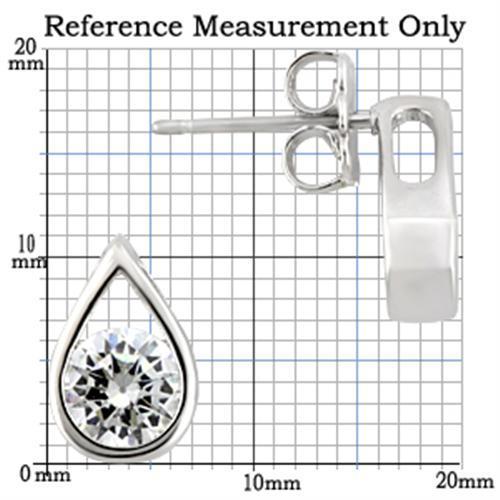 TK0W180 - Stainless  Earrings with AAA Grade CZ  in Clear-6mm