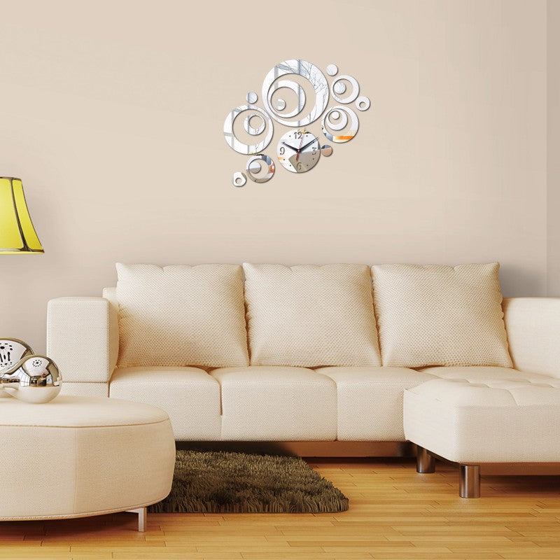 Creative Diy Circle Mirror Clock Wall Sticker