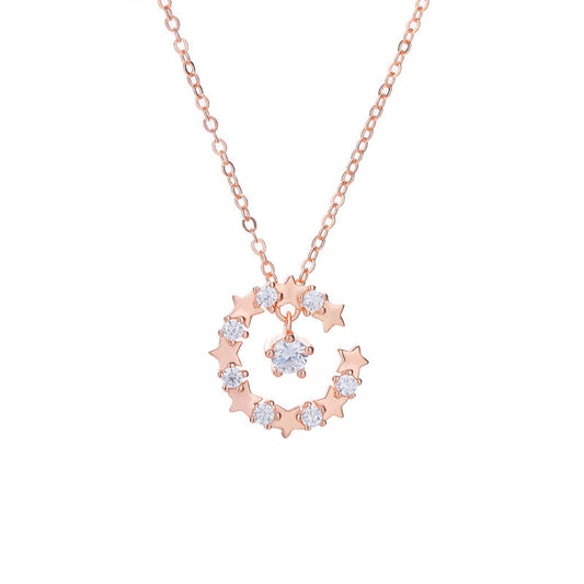 S925 sterling silver starry necklace