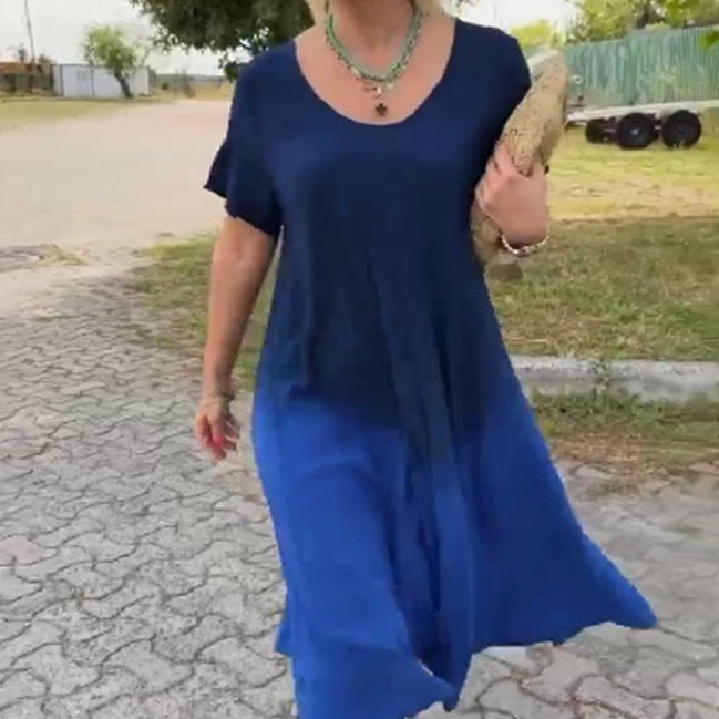 Korean Style Sense Of Design Gradient Mid-length Dress
