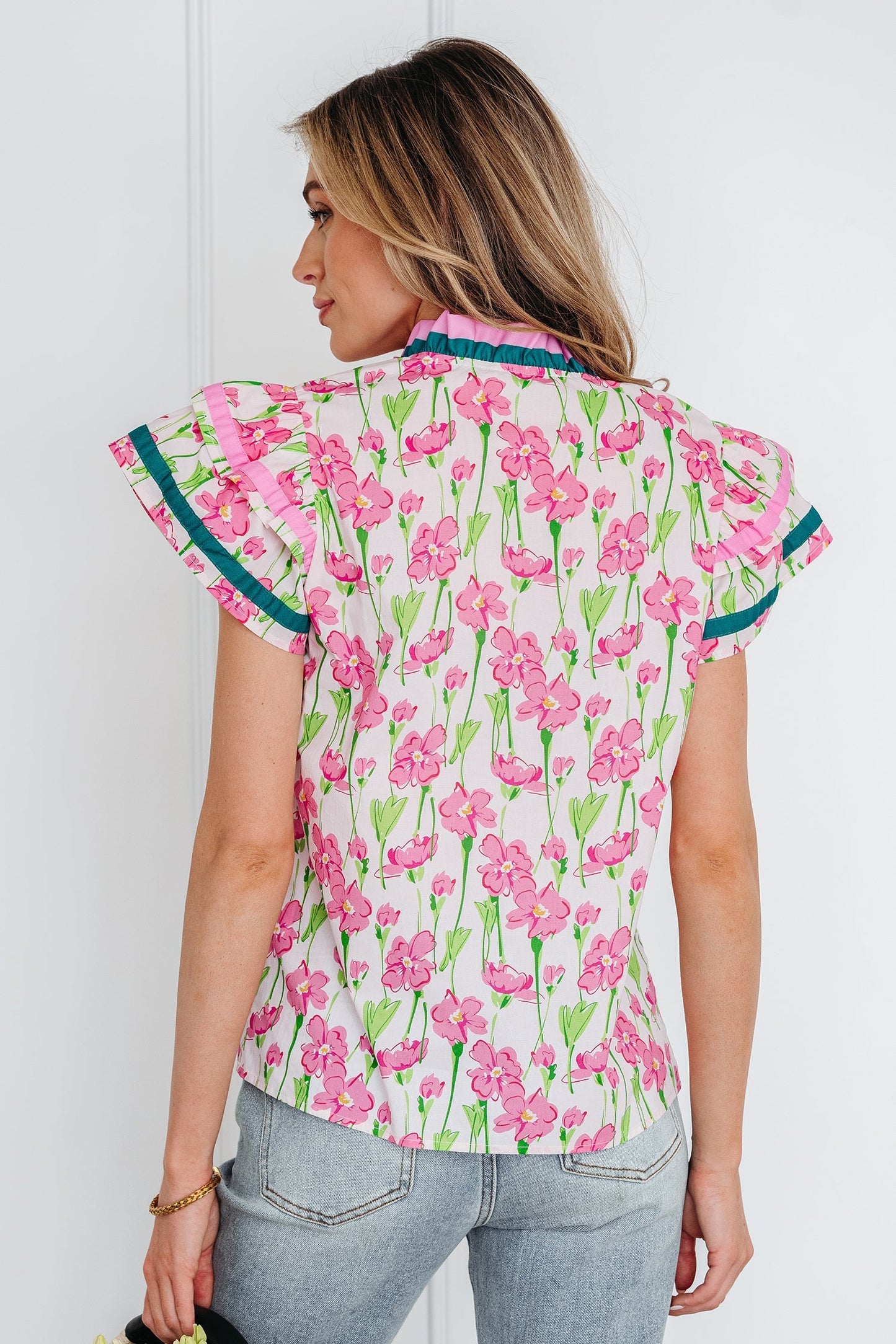 Elyse Ruffled Short Sleeve Blouse
