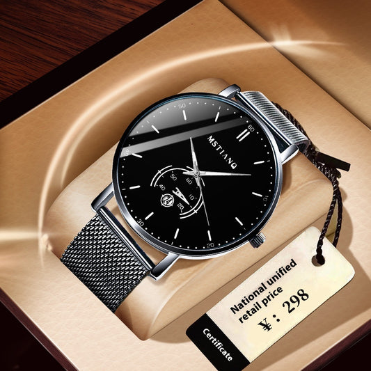 Trade Watch Stylish Black Technology Belt Refined Steel Korean Casual Calendar