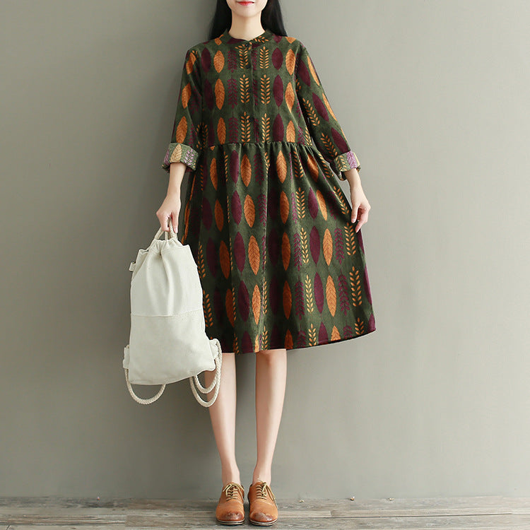Retro plus size print dress