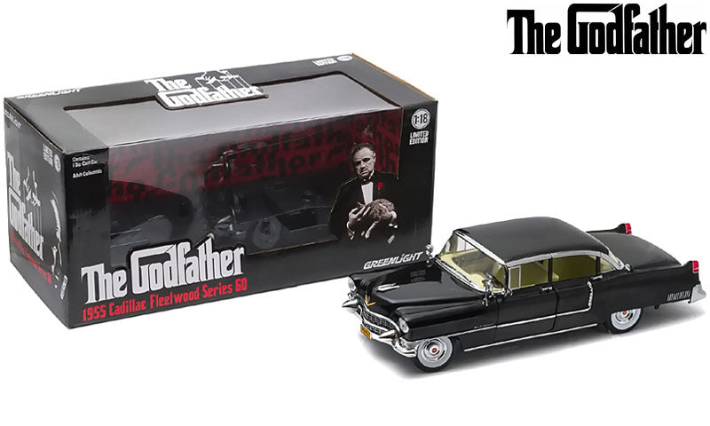 1955 Cadillac Fleetwood Series 60 Special Black "The Godfather" (1972) Movie 1/18 Diecast Model Car by Greenlight