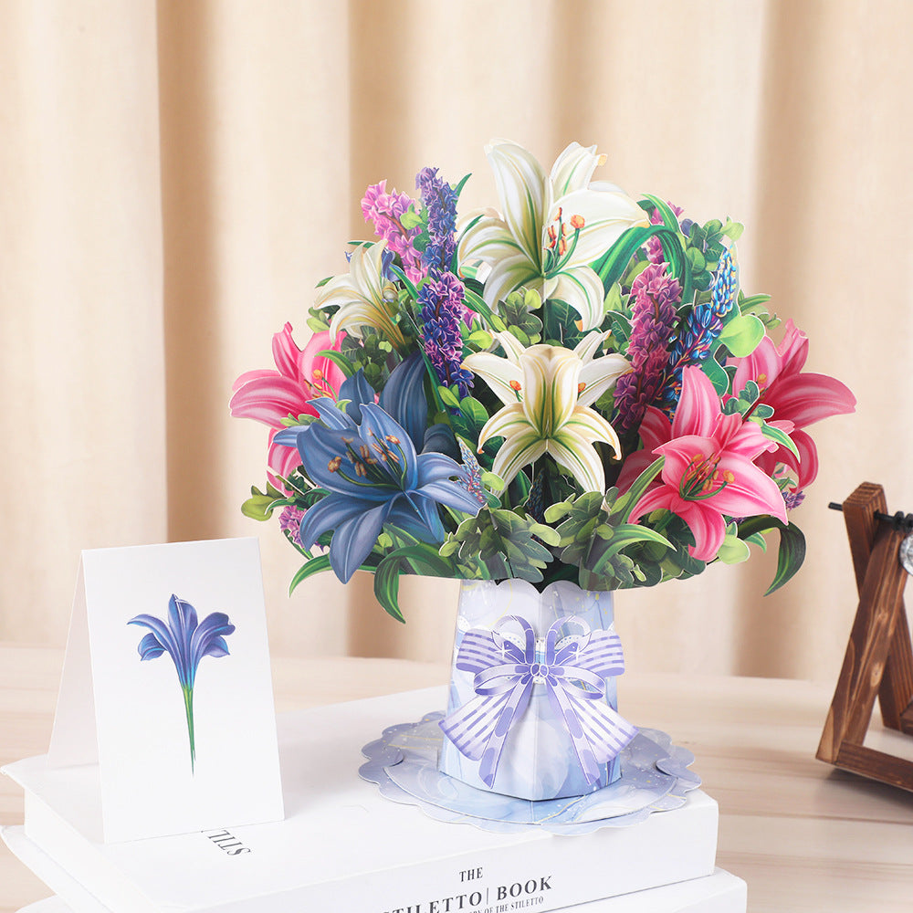 3d Stereoscopic Greeting Cards Creative Bouquet Stereoscopic Greeting Cards