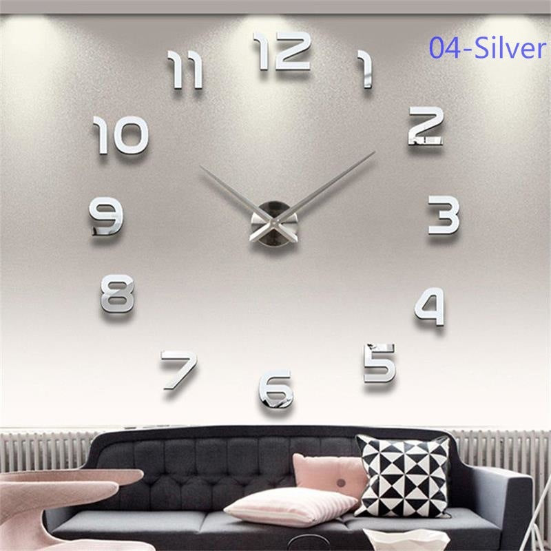 Living Room Acrylic Mirror Wall Clock Creative Simple Clock Diy Large Size Digital Wall Sticker Clock