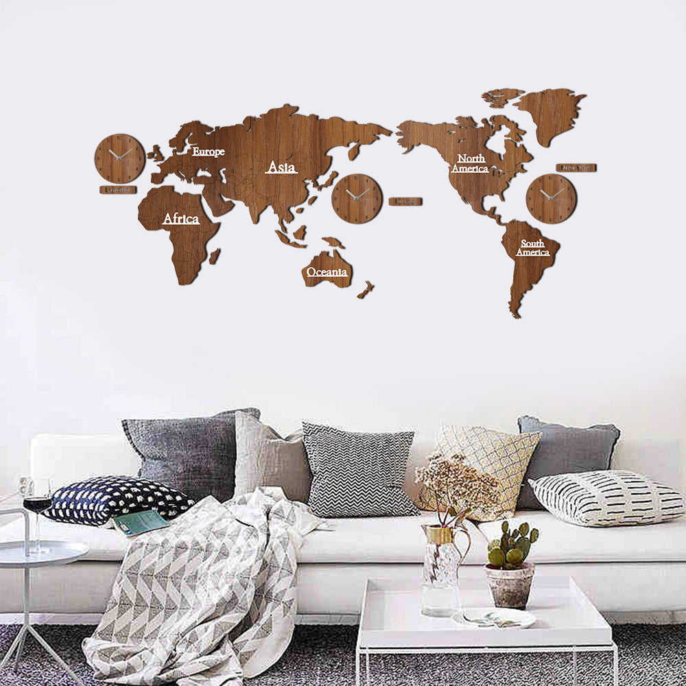 Wooden creative wall clock 3d