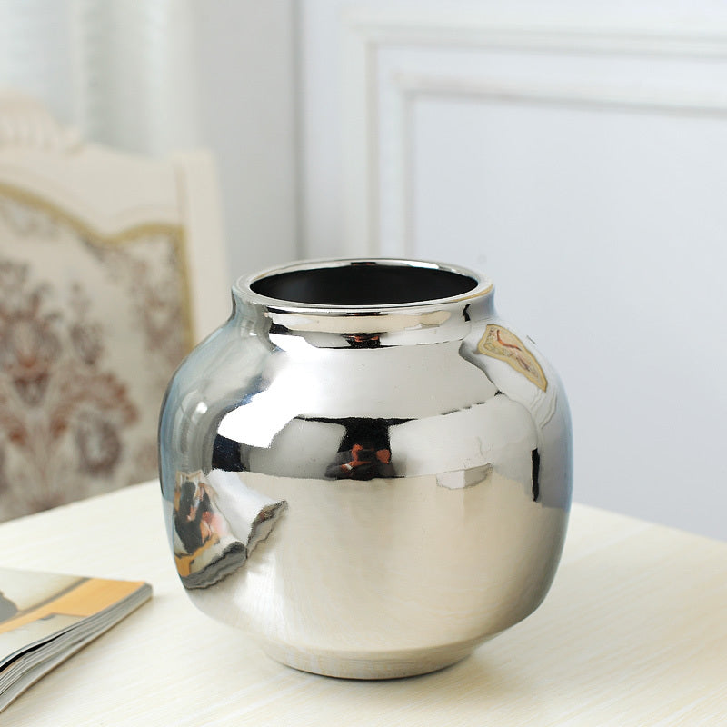 TV cabinet wine cabinet vase silver flower flower arrangement