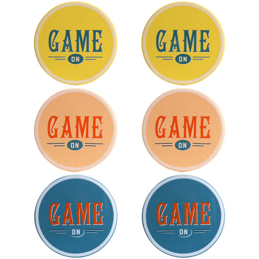 Wanda June Home Game On 6 Piece Stoneware Coaster Set in Assorted Colors