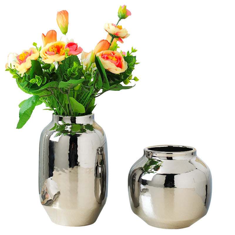 TV cabinet wine cabinet vase silver flower flower arrangement