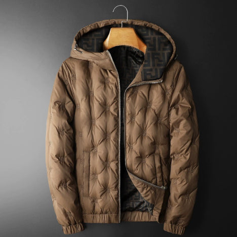 Embroidered Down Men's Plus Size Hooded Casual Down Jacket