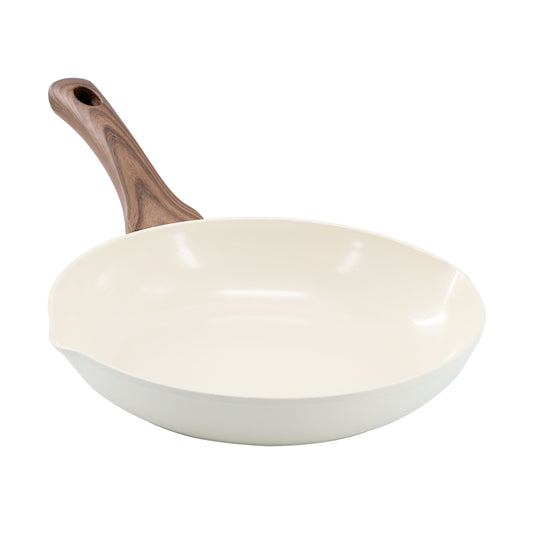Oster Amberg Choice 8 Inch Ceramic Nonstick Forged Aluminum Frying Pan in Off-White