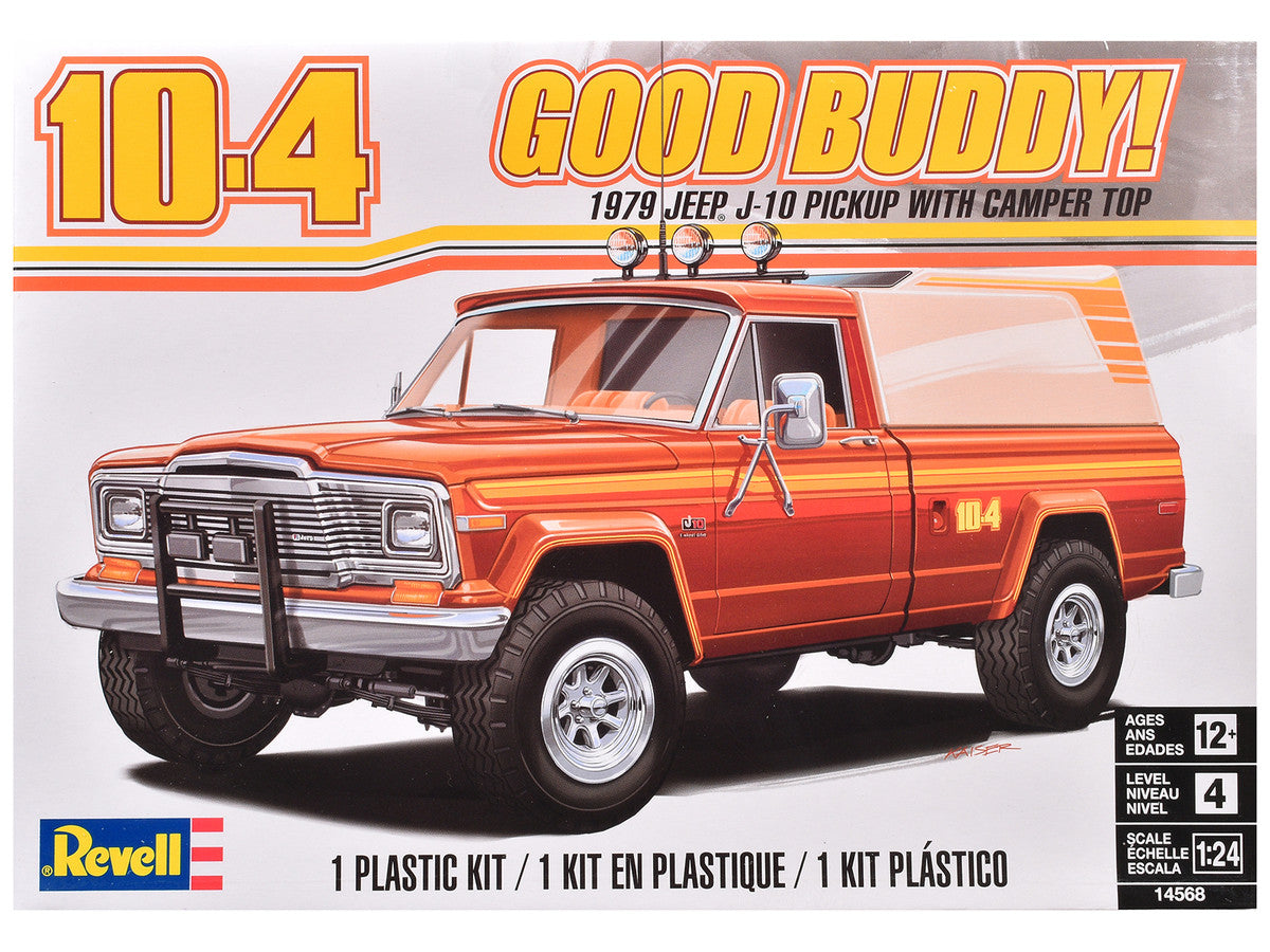Level 4 Model Kit 1979 Jeep J-10 Pickup Truck with Camper Top 1/24 Scale Model by Revell