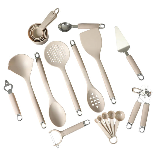 Gibson Home Burchette 20 Piece Nylon Kitchen Gadget & Tool Set in Taupe