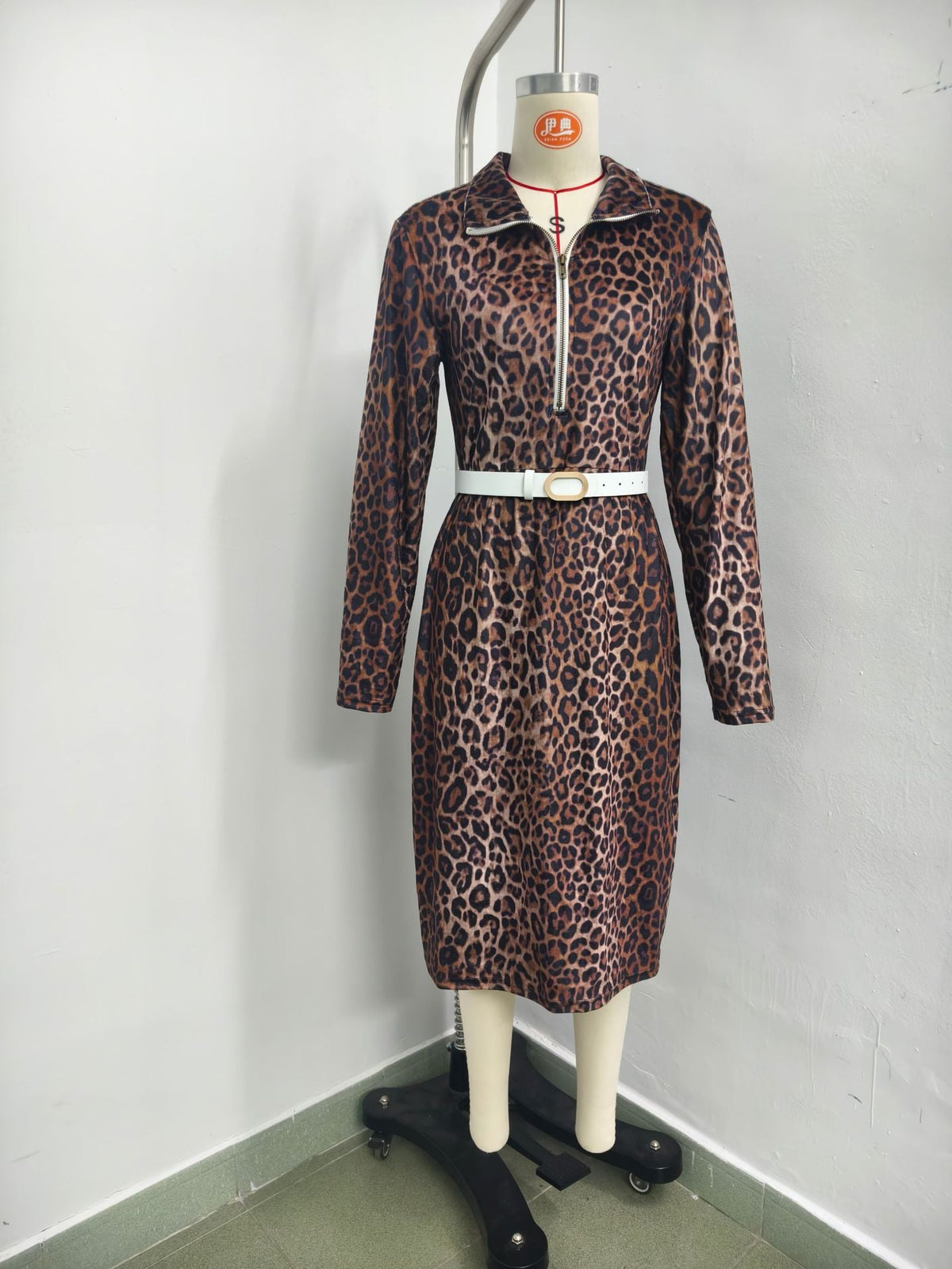 European And American Cross-Border 2026 New Leopard Print Autumn Personalized Long-Sleeve Dress