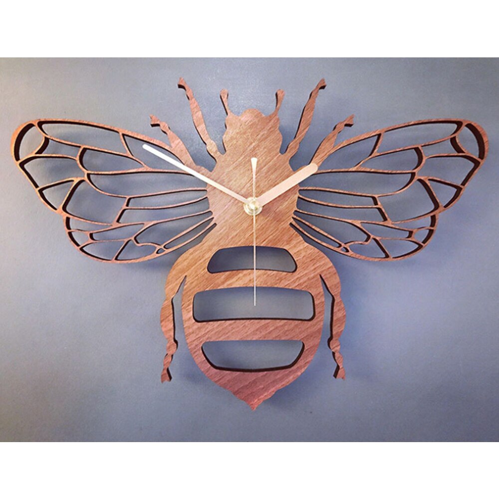 Fashion creative bamboo and wood bee wall clock
