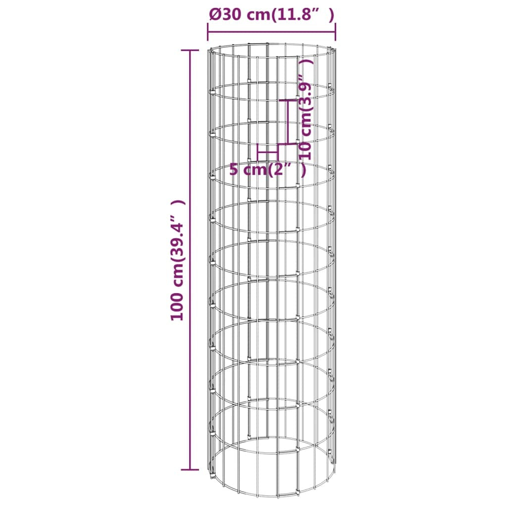 Circular Gabion Raised Beds 3 pcs Galvanized Steel 11.8"x39.4