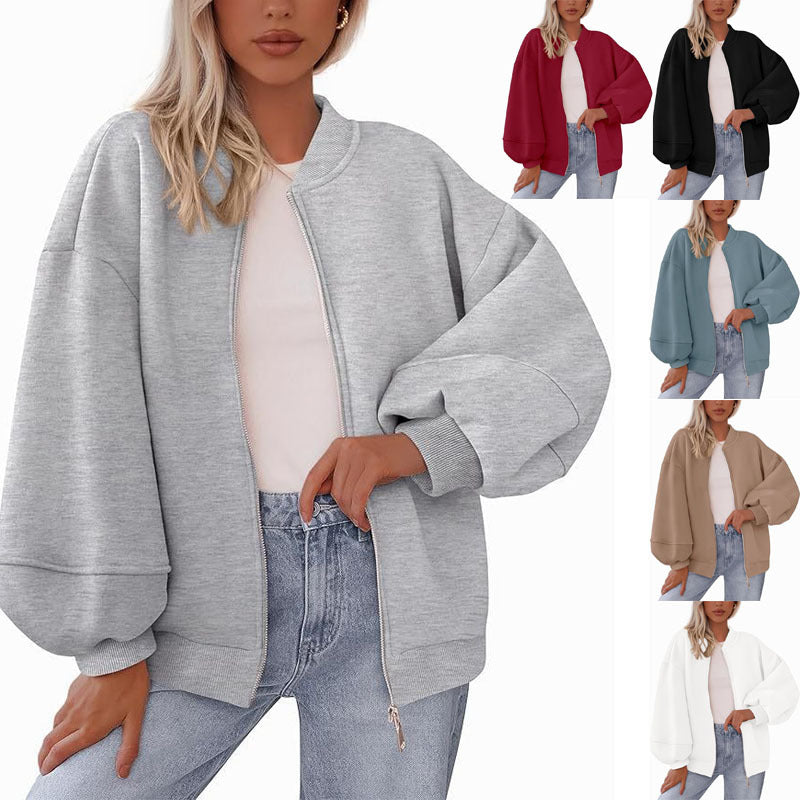 Women's Autumn Fashion 2026 Zipper Sweatshirts Jacket Casual Long Sleeve Bomber Coat Winter Clothes
