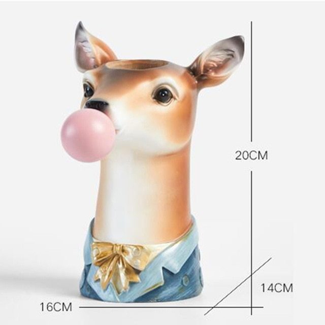 Resin Cartoon Animal Head Vase Succulents Flower vase